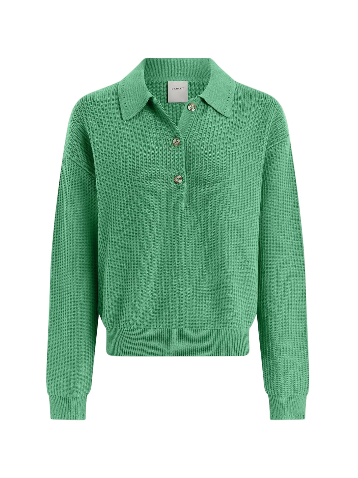 Varley Marlie Polo Knit Sweater in Green Spruce