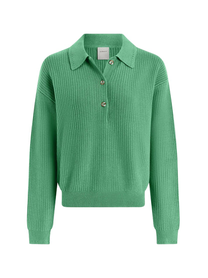 Varley Marlie Polo Knit Sweater in Green Spruce