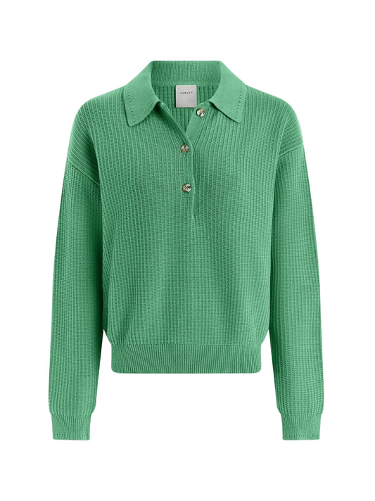 Varley Marlie Polo Knit Sweater in Green Spruce