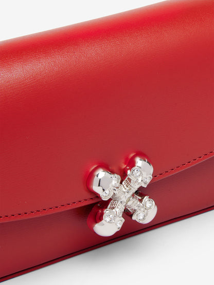 Alexander McQueen Skull Flower Small in Red/Silver