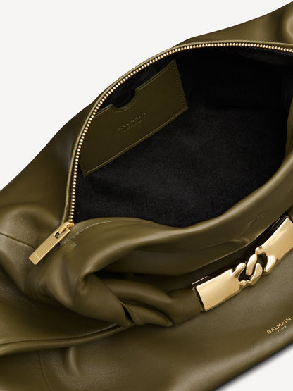 Balmain Dinner at 8 Medium Lambskin Bag in Dark Olive