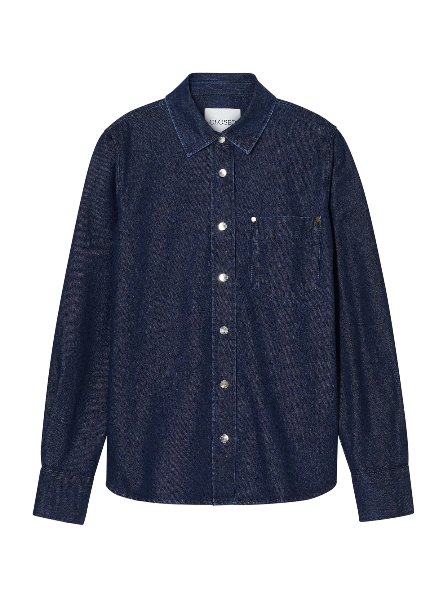 CLOSED Classic Denim Shirt with Pocket in Dark Blue