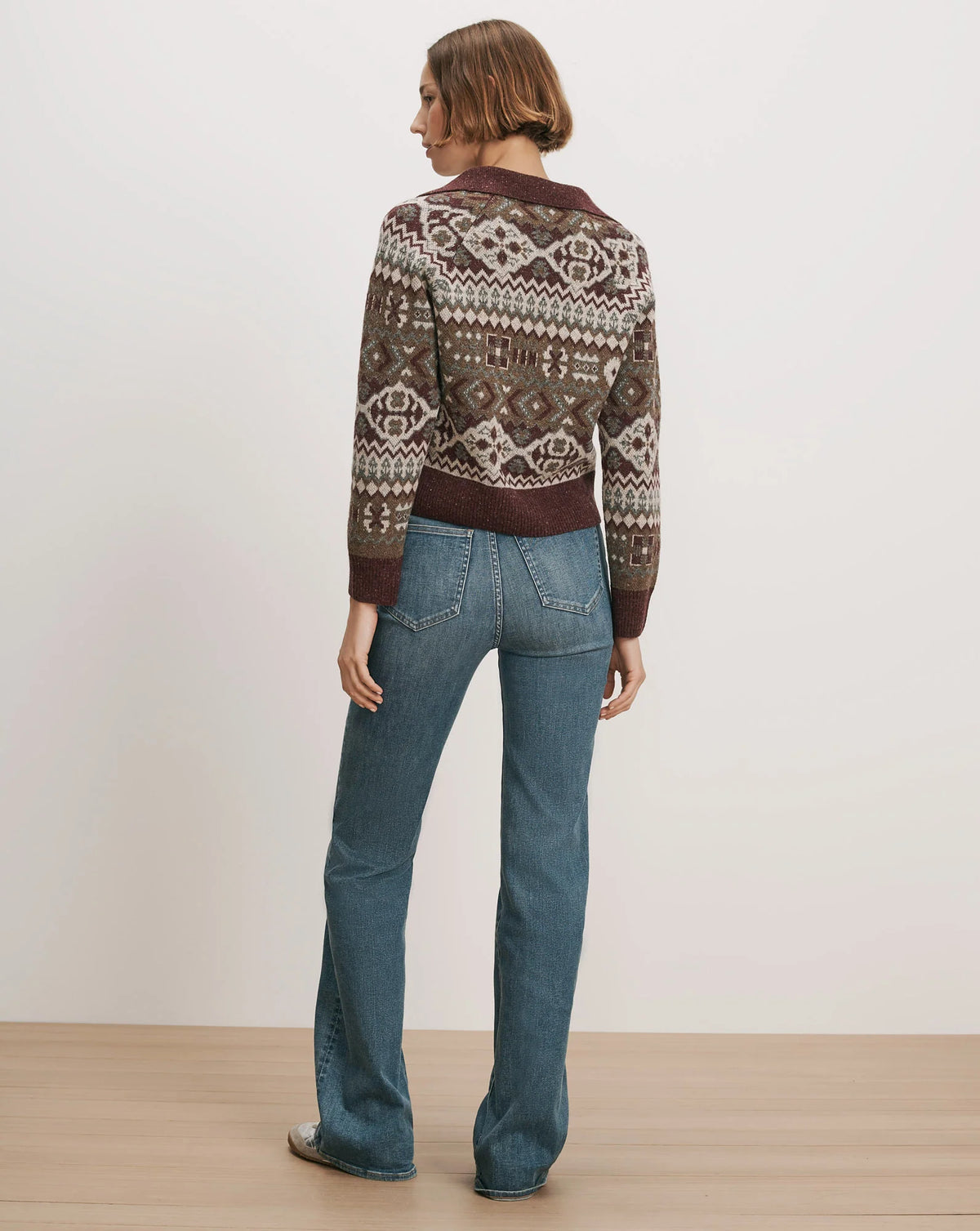 Veronica Beard Catania Fair Isle Pullover in Burgundy Multi