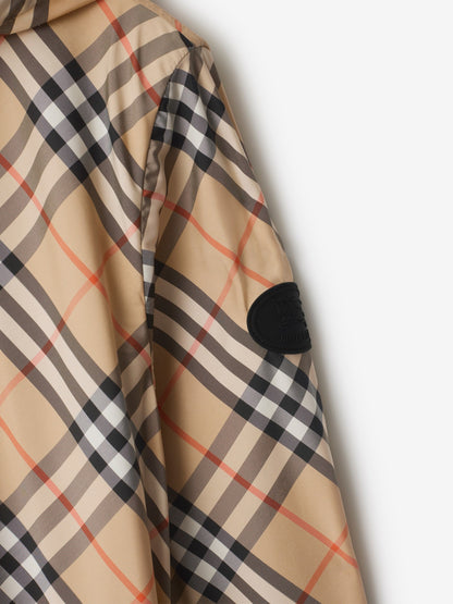 Burberry Salcombe Check Hooded Jacket in Sand IP Check