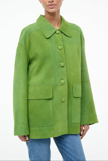 Staud Roxanne Suede Jacket in Leaf