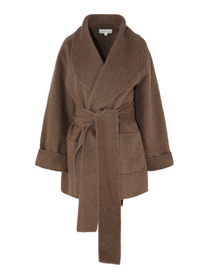 SEROYA Dulcetta Wool Coat in Sable Brown