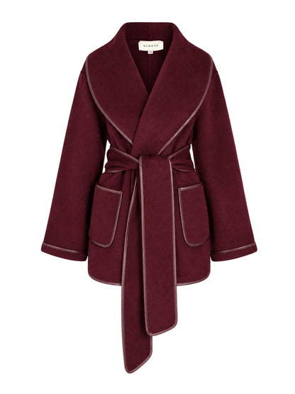 Dulcetta Wool Coat w/ Leather Piping