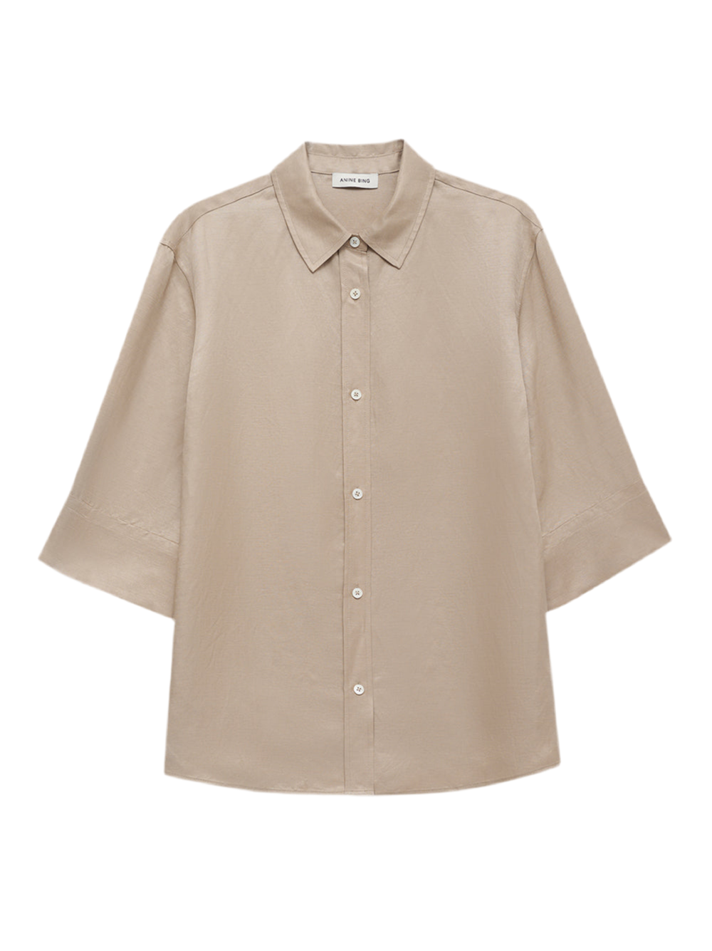 Anine Bing Mary Shirt in Oatmeal Linen Blend