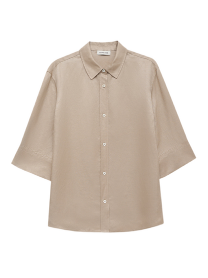 Anine Bing Mary Shirt in Oatmeal Linen Blend