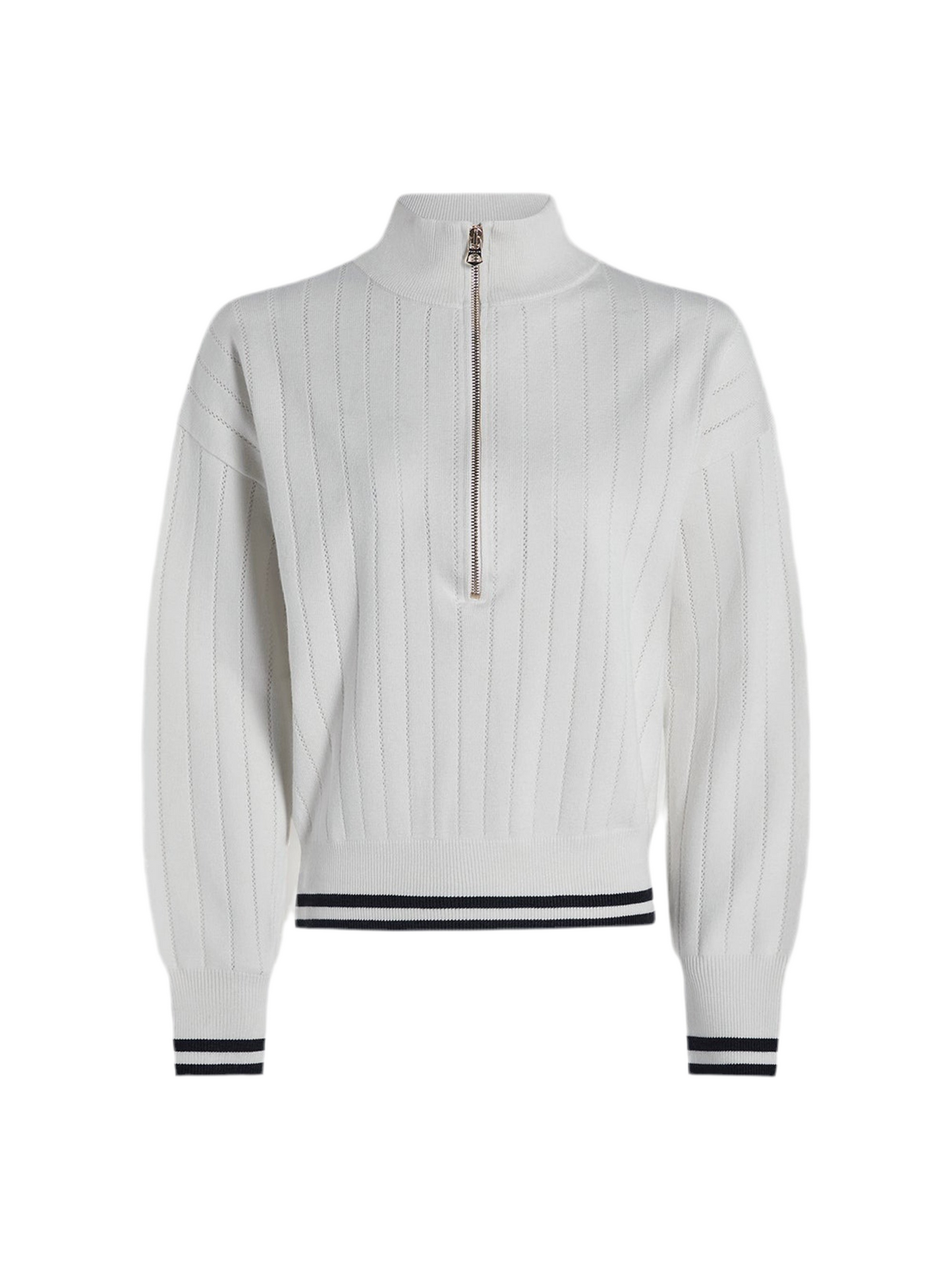 Varley Aliyah Half Zip Knit in White/Blue Night