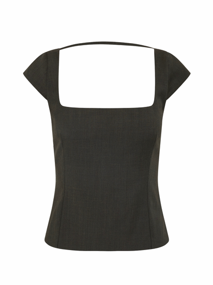 St. Agni Wool Cap Sleeve Top in Umber