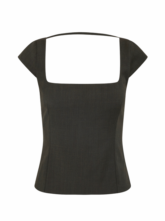 St. Agni Wool Cap Sleeve Top in Umber