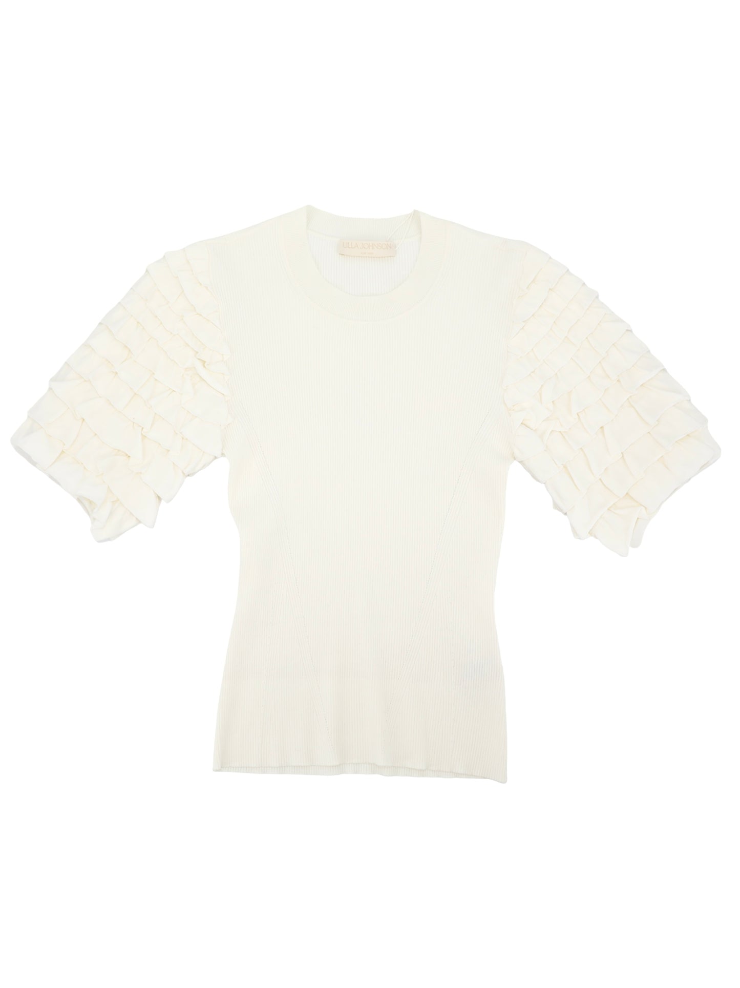 Ulla Johnson Kassia Puff Sleeve Knit Top in Cowrie