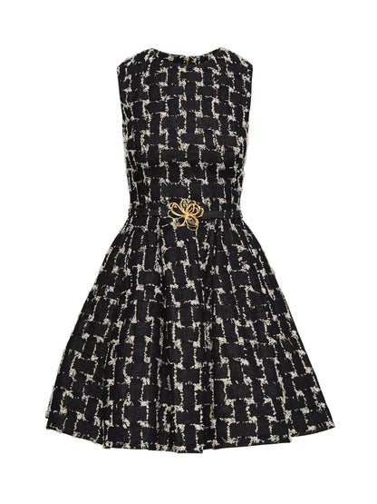 Oscar de la Renta Woven Denim Jacquard Dress in Indigo