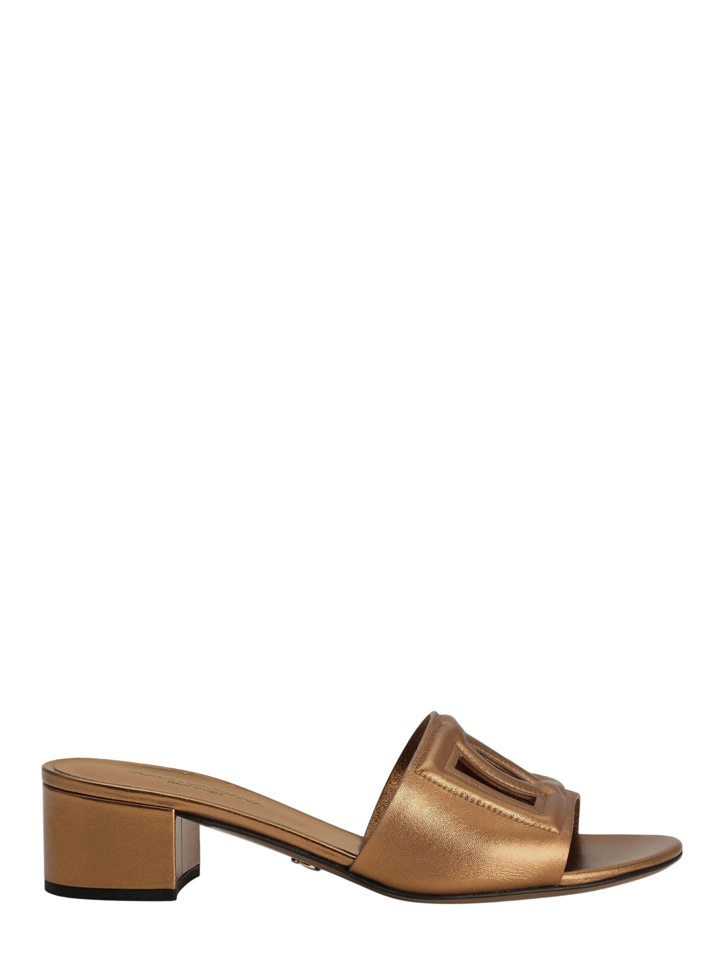 Dolce & Gabbana Mordoré Nappa Leather Mule Sandal in Bronze