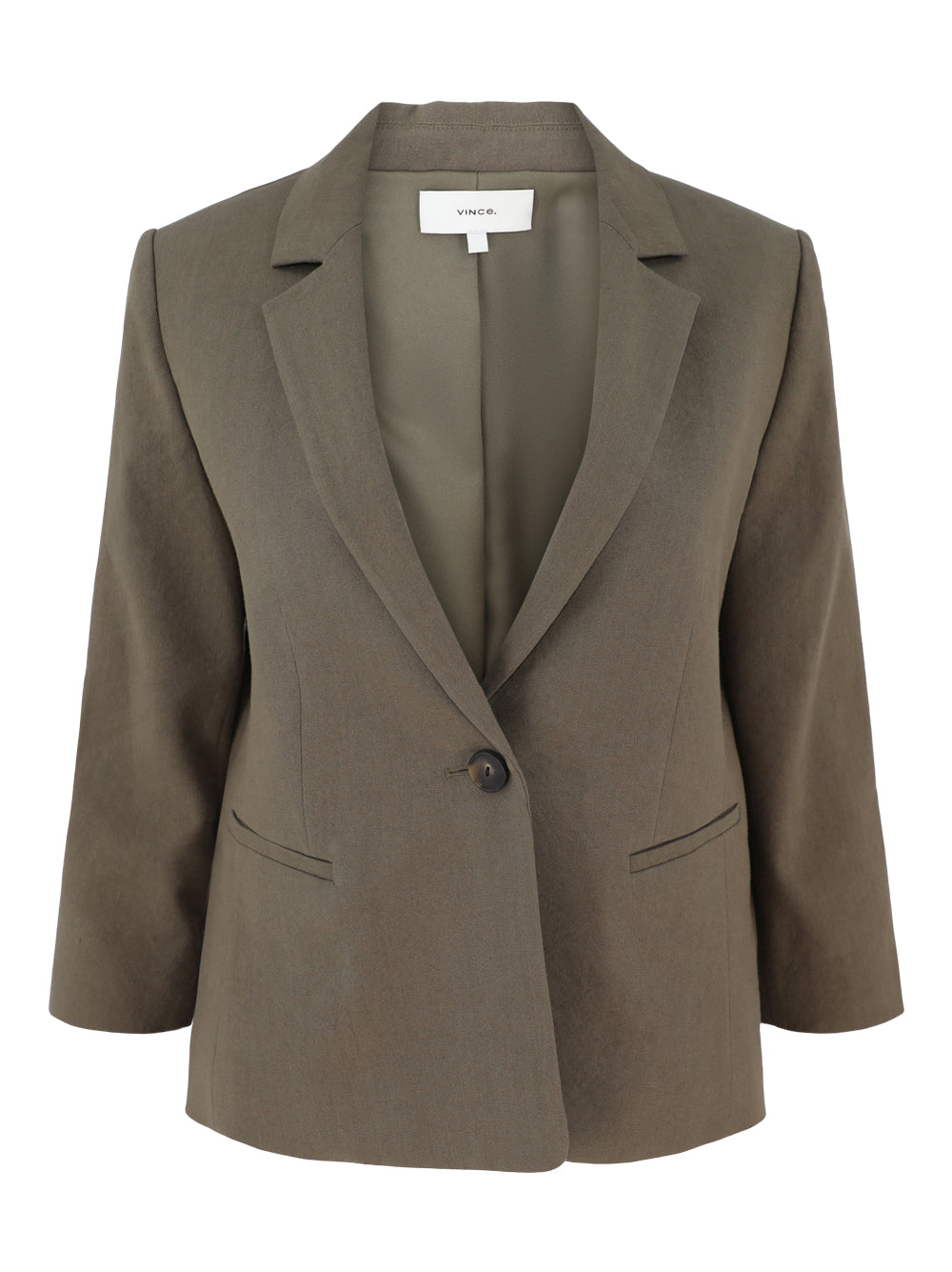 Vince Linen Shrunken Blazer in Moss Smoke