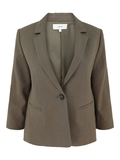 Vince Linen Shrunken Blazer in Moss Smoke