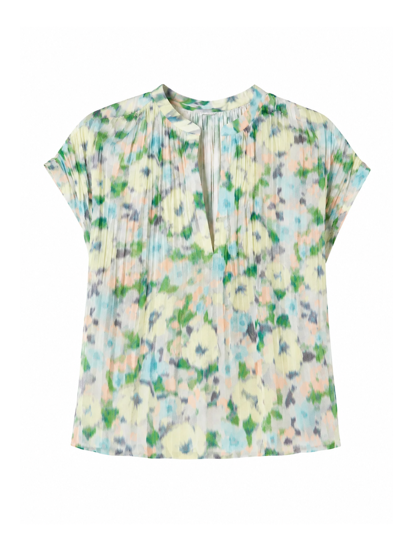Painted Garden Cap Slv Pleated Top