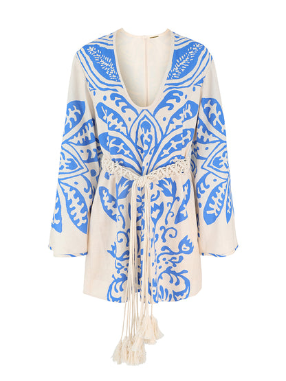 Alexis Noriko Dress in Sapphire Palm