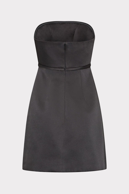 Milly Robin Duchess Satin Bow Mini Dress in Silver