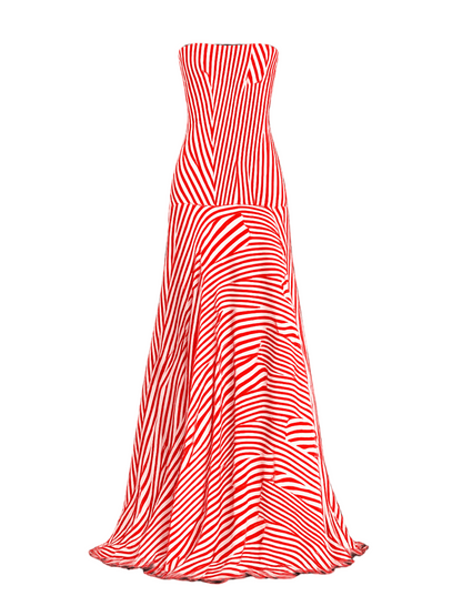 Silvia Tcherassi Muriel Dress in Multi Directional Red Stripes