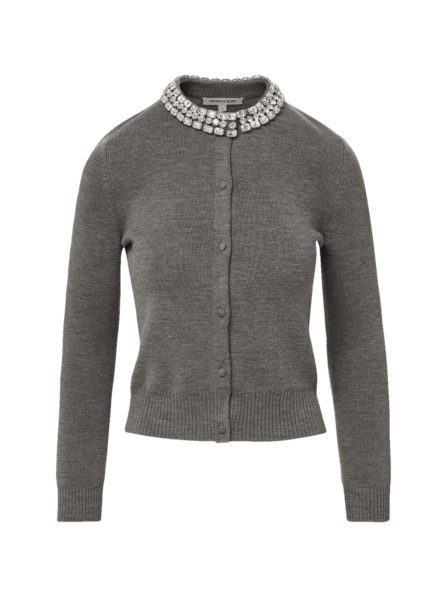 Veronica Beard Daro Embellished Cardigan in Dark Heather Grey