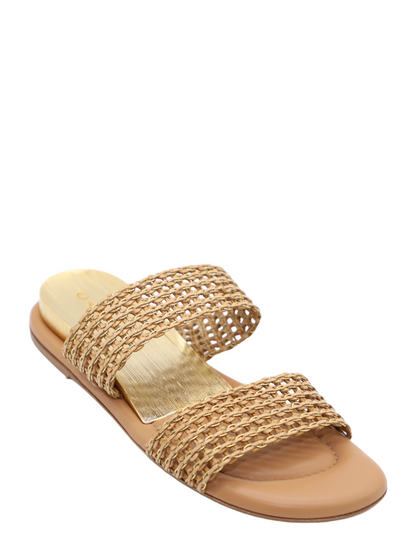 Casadei Zeppa Blade Goldeneye Sandal in Oro-Natural