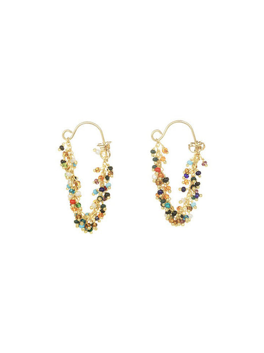 Catherine Weitzman Fringe Hoop Earrings Beaded (More Colors)