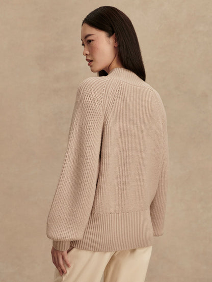 Varley Martina High Neck Rib Knit in Cement