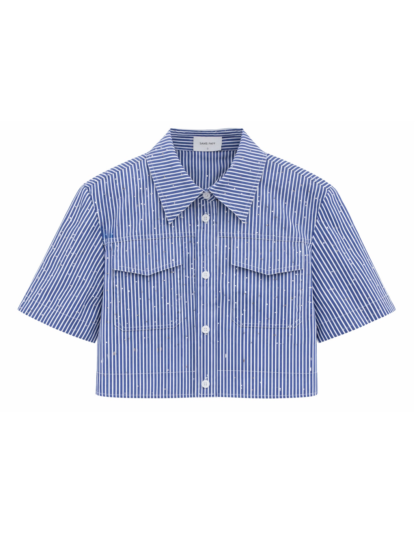 Sans Faff Biarritz Top in Diamond Blue Stripes