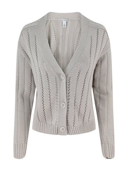 Autumn Cashmere Cropped V-Neck Cardigan With Pointelle Ladder Stitch (More Colors)