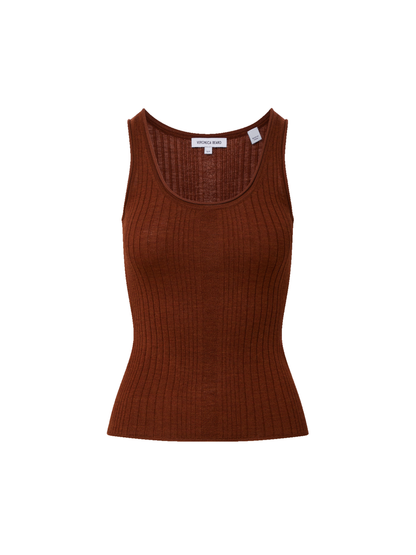 Veronica Beard Birke Merino Wool Knit Tank in Rust