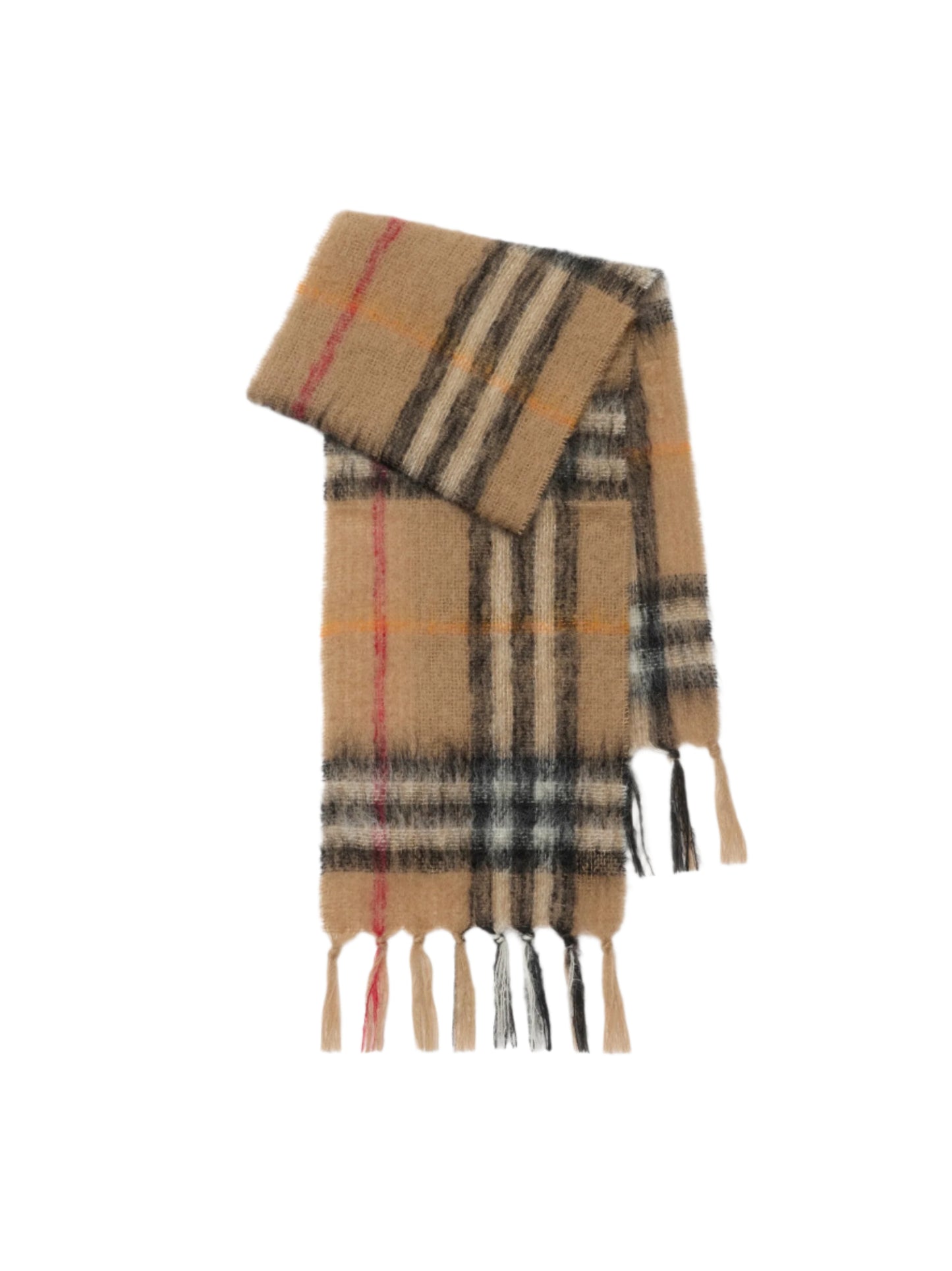 Burberry Check Mohair Wool Scarf in Sand
