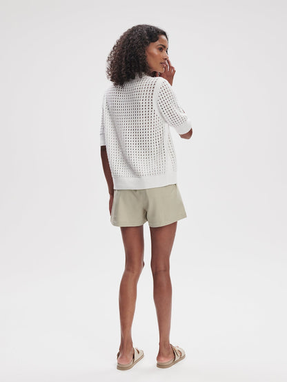 Varley Ellie Knit Shirt in White