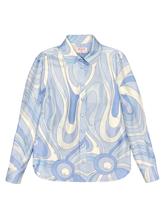 Pucci Silk Twill Camicia Shirt in Pale Blue