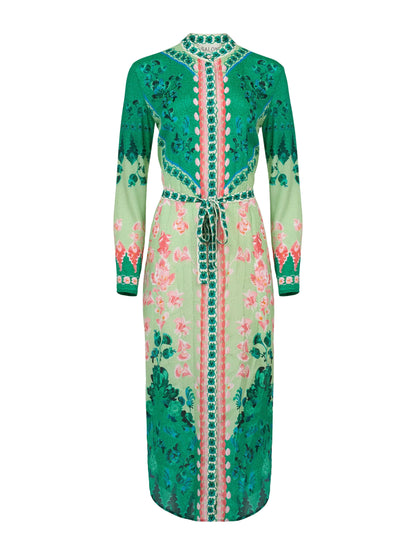 Saloni Molly D Dress in Floral Terrazzo