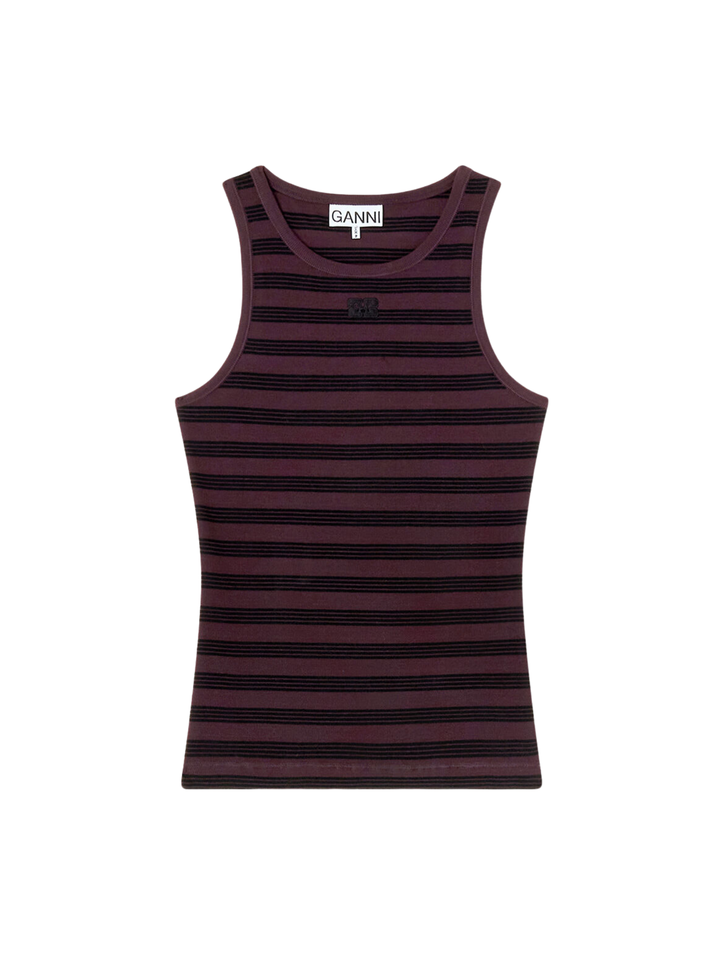 Ganni Soft Ctn Rib Tank Top in Chocolate Plum