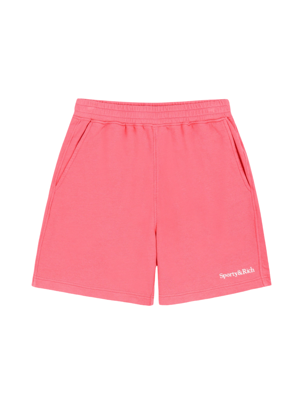 Sporty & Rich Serif Logo Soft Gym Shorts in Cotton Candy