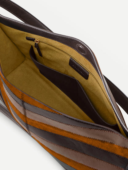 Veronica Beard Chevron Vida Shoulder Bag in Tobacco Multi