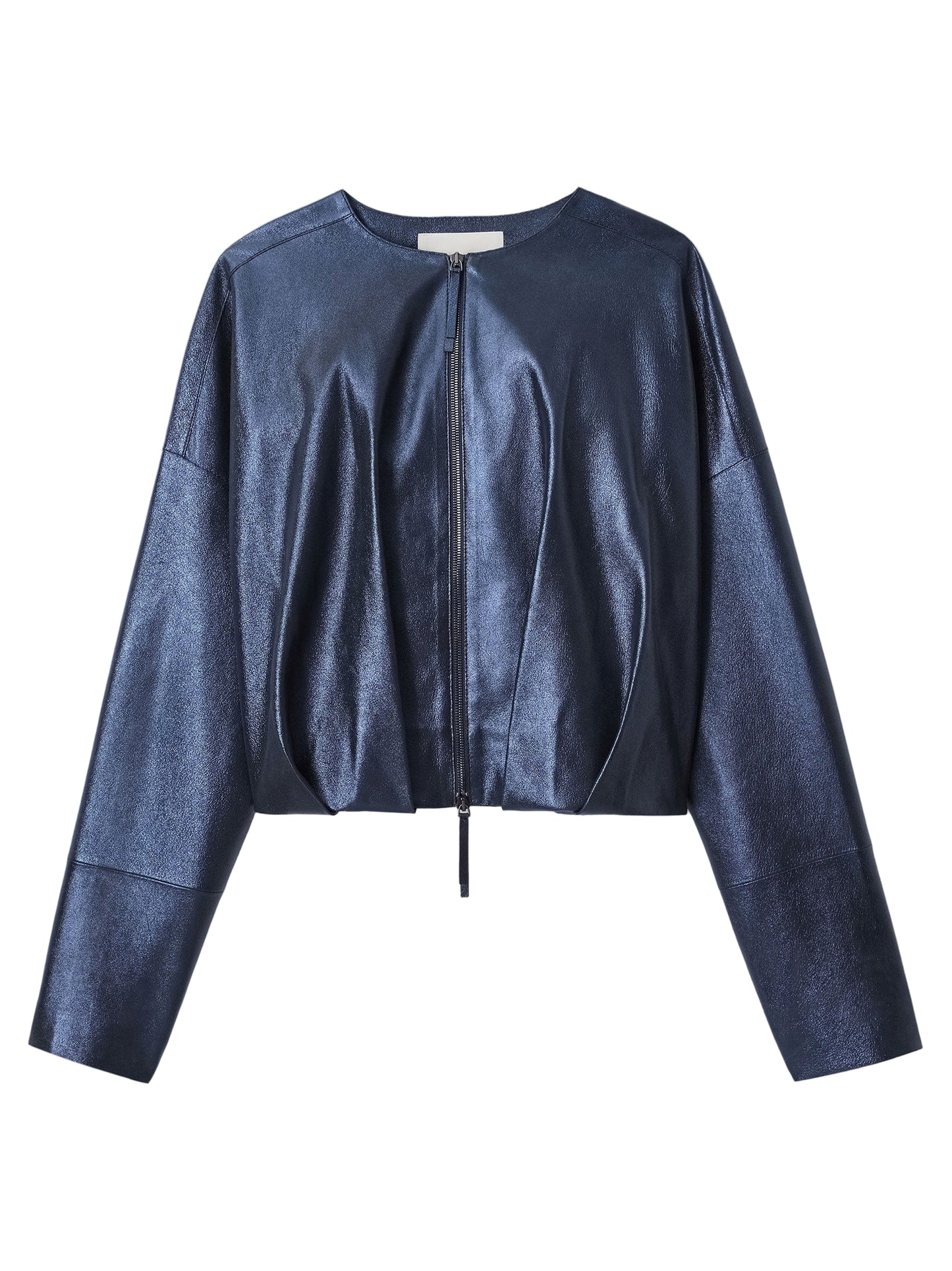 Lafayette 148 Metallic Stardust Suede Pleated Waist Jacket in Ink