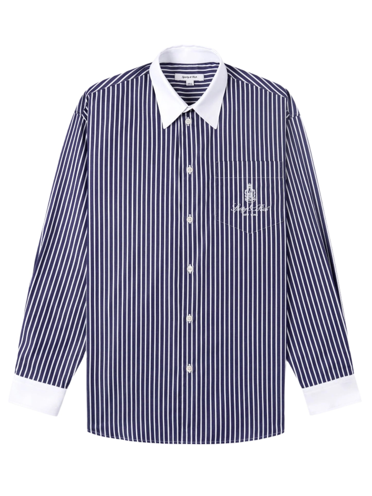 Sporty & Rich Vendome Oversized Shirt in Blue Striped