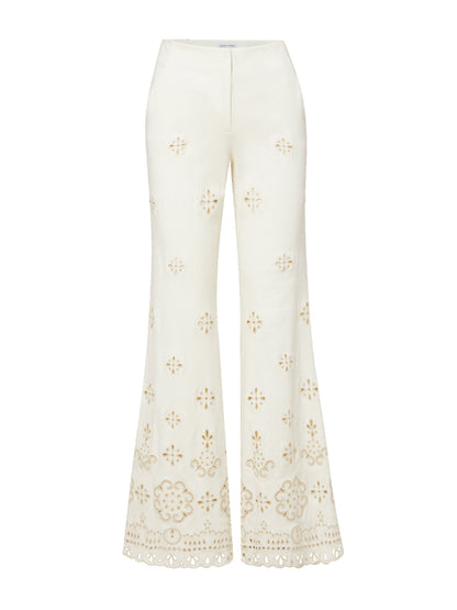 Veronica Beard Komi Eyelet Pant in Dove