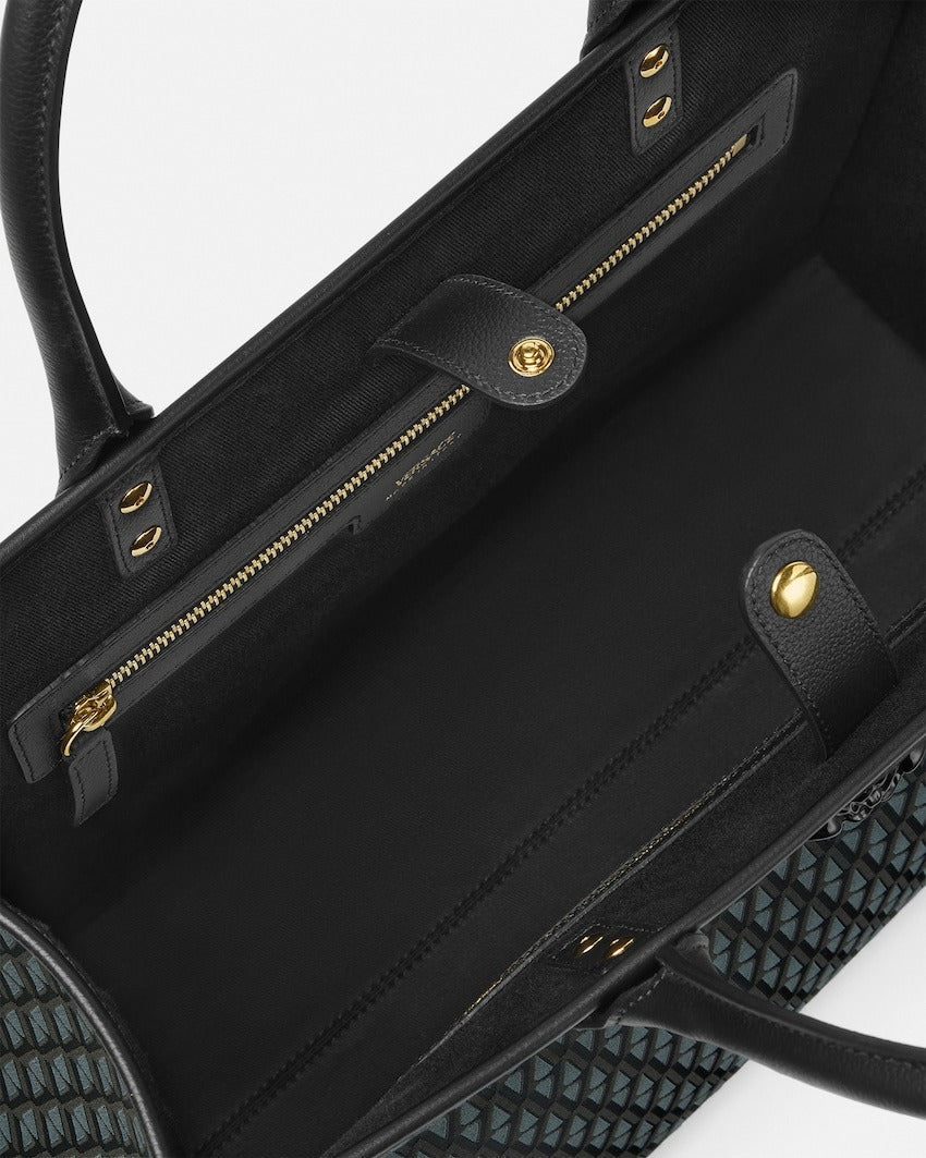 Versace V Allover La Medusa Large Tote Bag in Black Print
