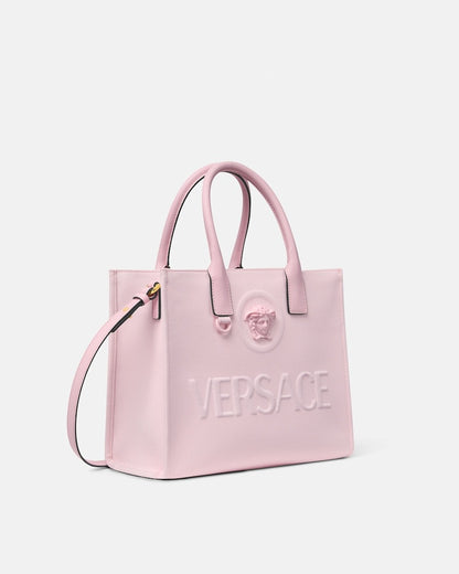Versace La Medusa Small Canvas Tote in Pink