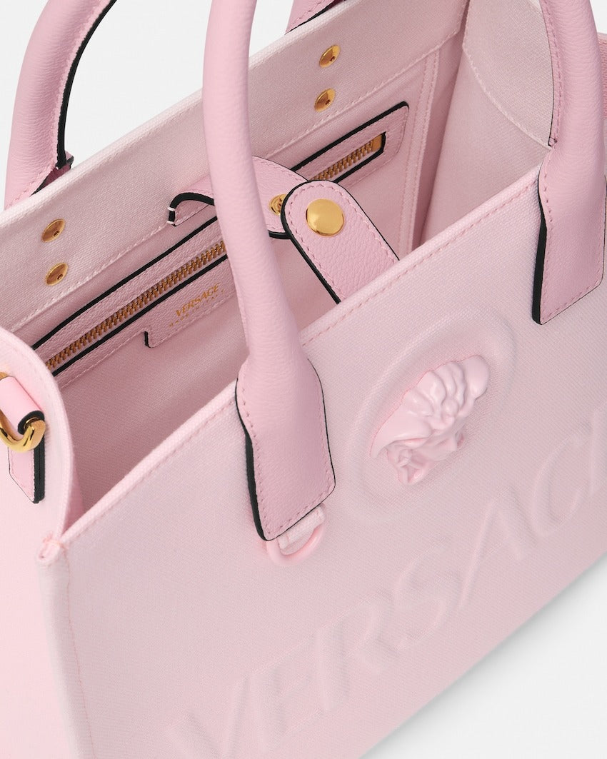 Versace La Medusa Small Canvas Tote in Pink