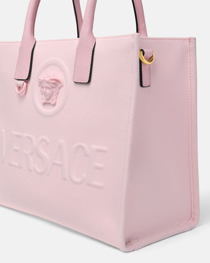 Versace La Medusa Small Canvas Tote in Pink
