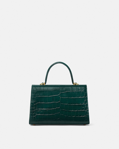 Versace Medium Medusa '95 Croc-Effect Top-Handle in Dark Emerald