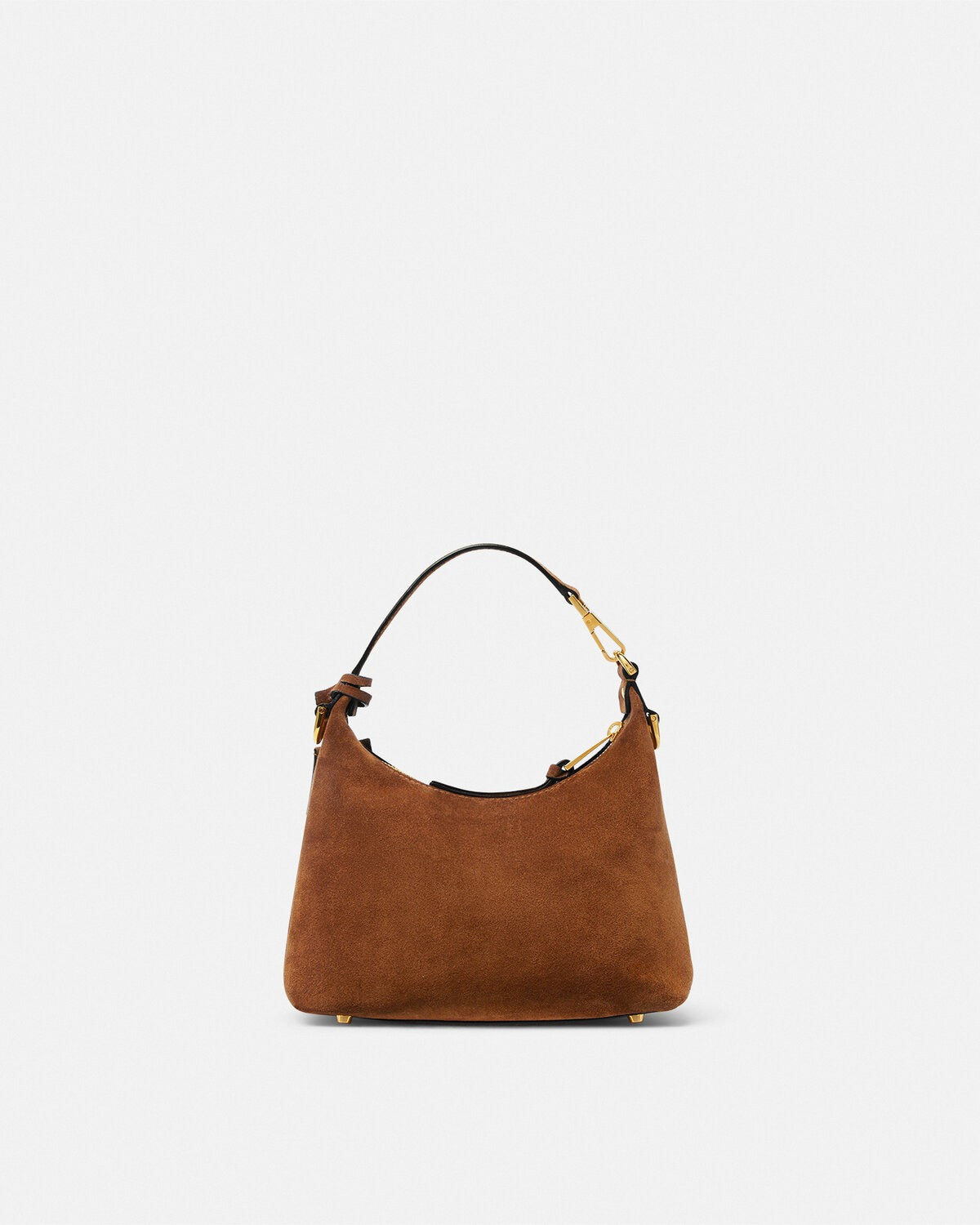 Versace Tag Suede Hobo Bag in Tobacco