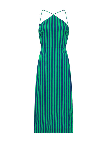 Simon Miller Kit Poplin Dress in Navy/Grass Green