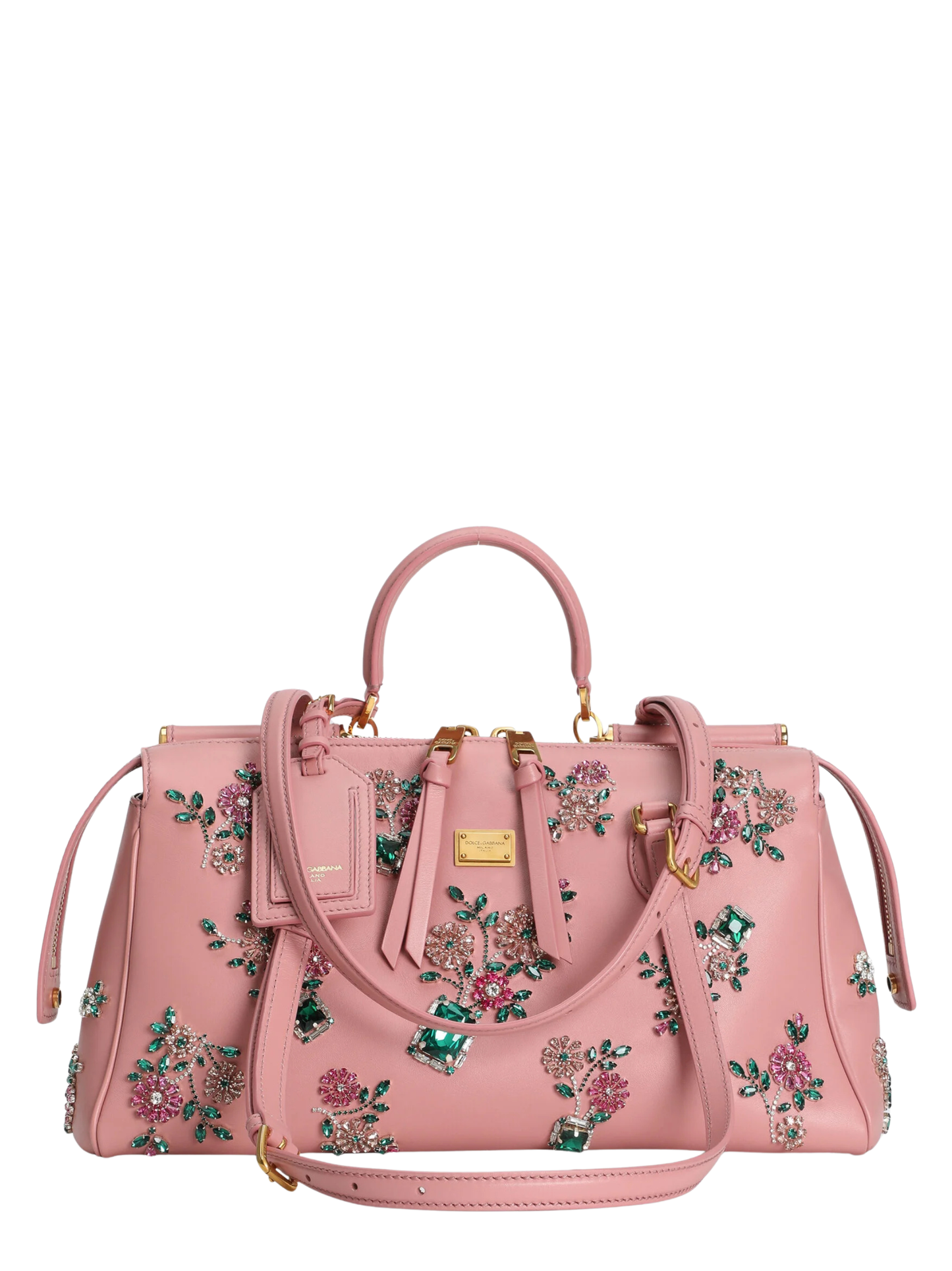 Dolce & Gabbana Medium Vittoria Handbag With Embroidery in Pink
